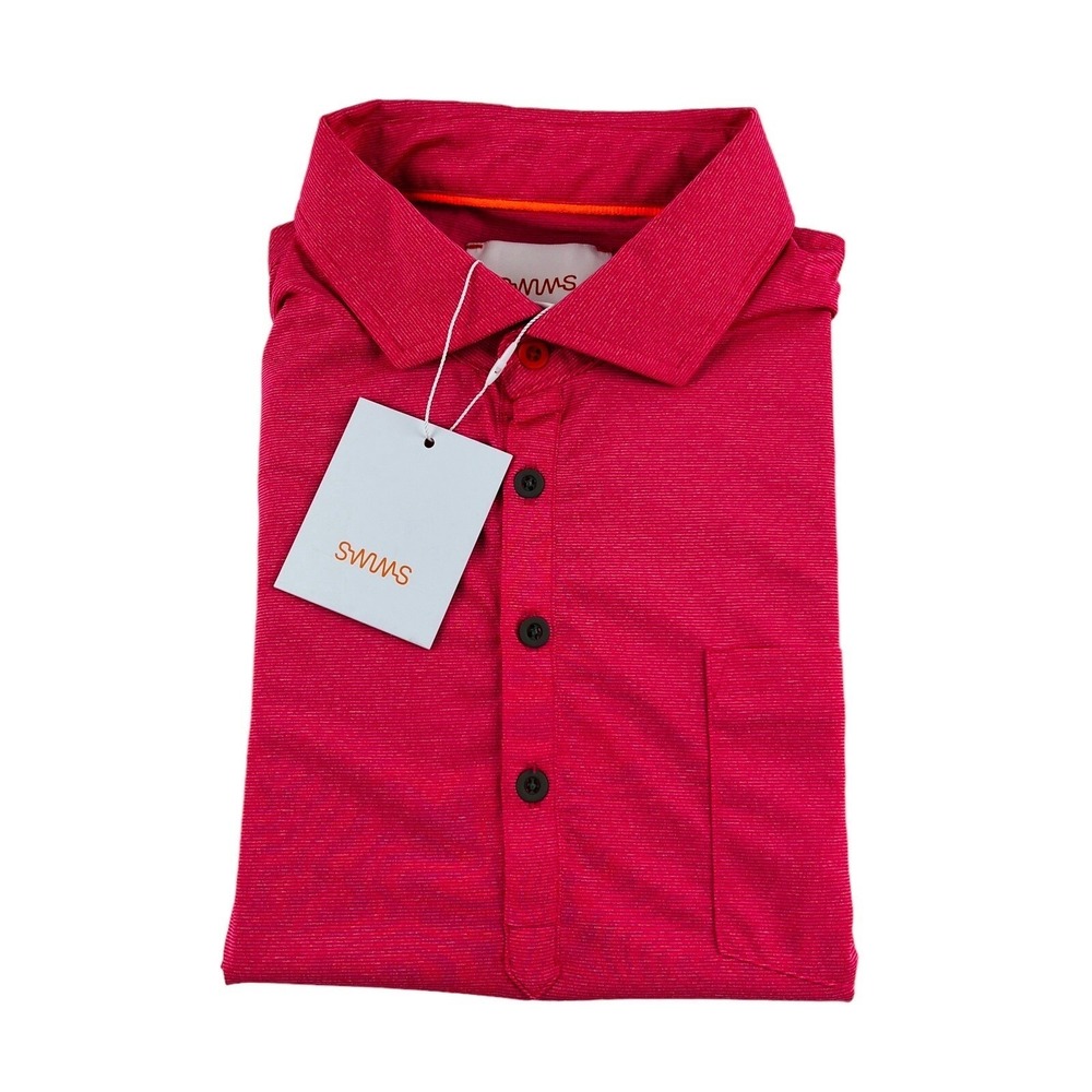 NWT Swims‎ Pink Short Sleeve Polyester Polo Shirt Mens Size Large L